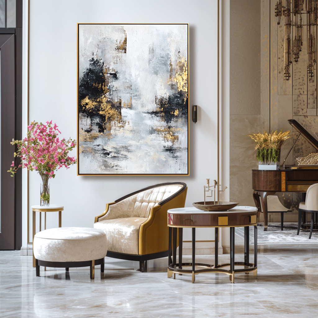 Golden Horizon – White Abstract Painting #24 Painting artwepaint 