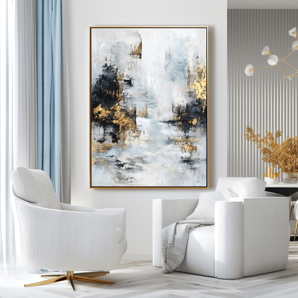 Golden Horizon – White Abstract Painting #24 Painting artwepaint 