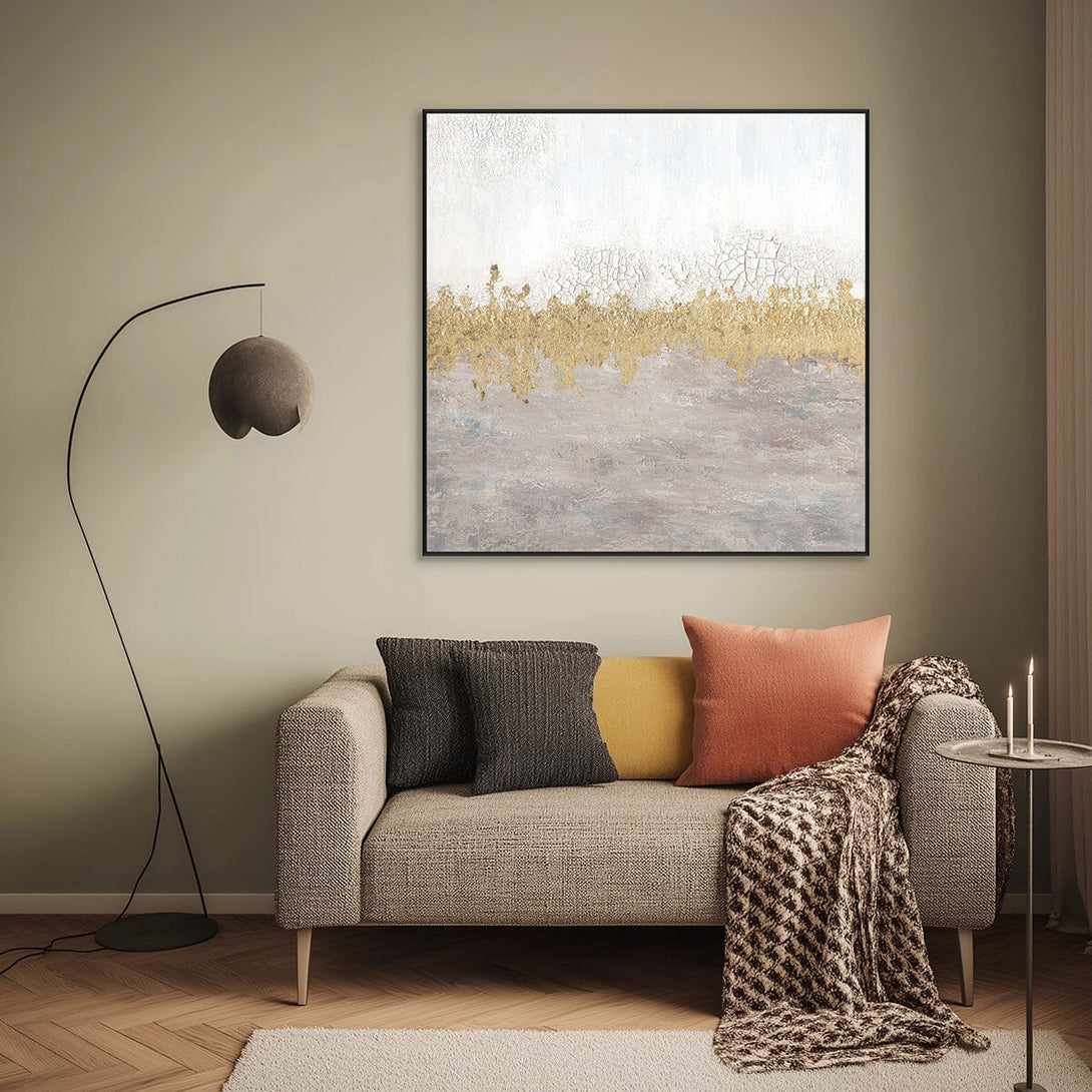 Golden Horizon – White & Beige Abstract Painting #L4532 Painting artwepaint 