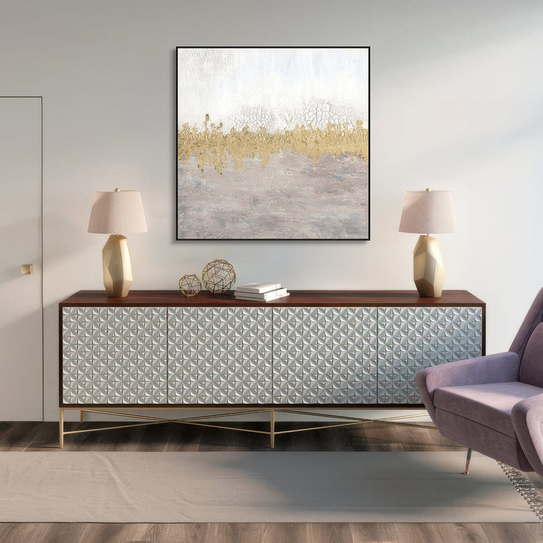 Golden Horizon – White & Beige Abstract Painting #L4532 Painting artwepaint 