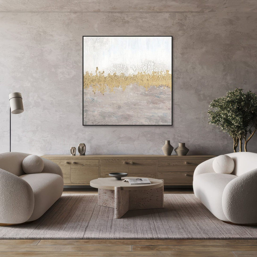 Golden Horizon – White & Beige Abstract Painting #L4532 Painting artwepaint 
