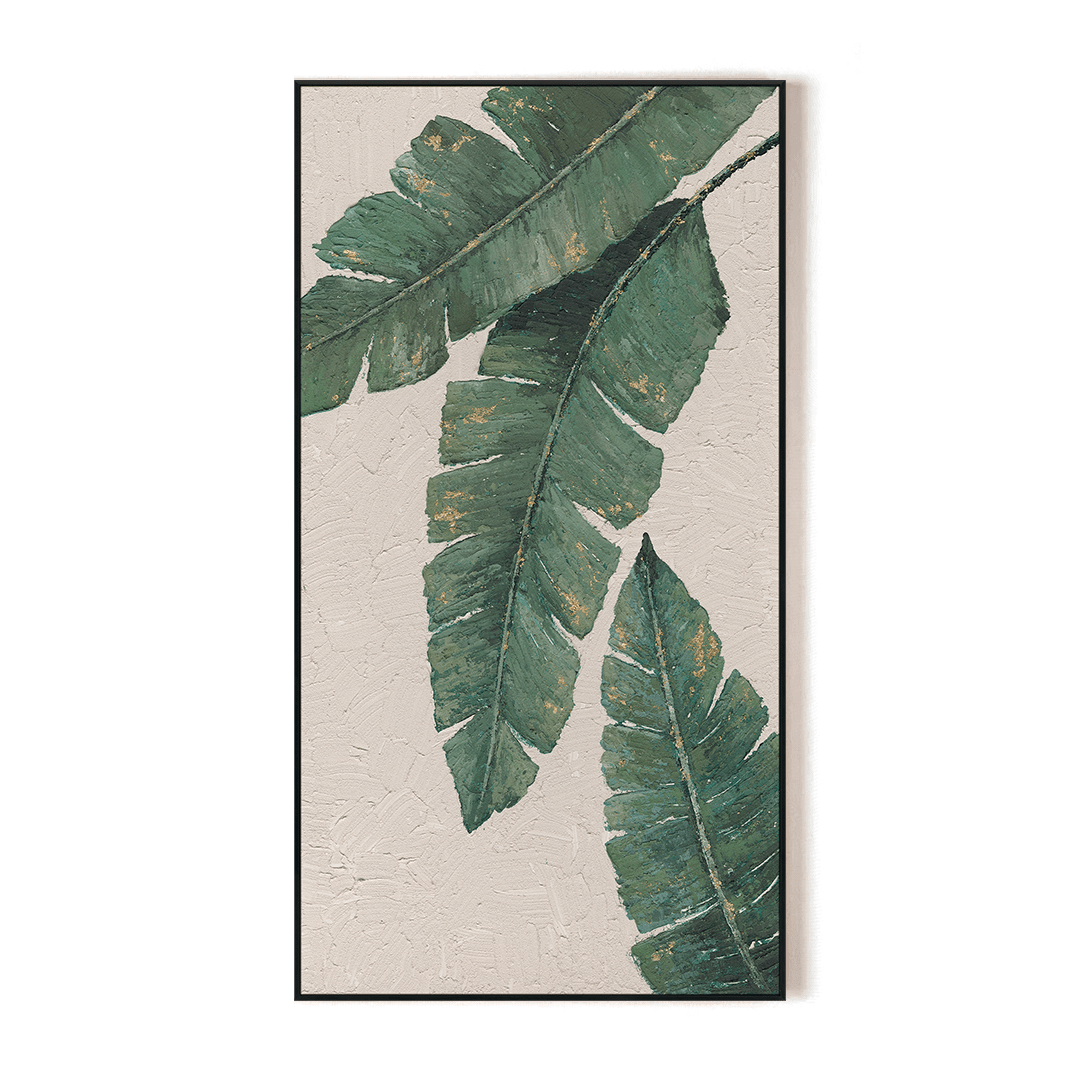 Golden Leaf Shadow - Tropical Textured Painting #L0618 Painting artwepaint 