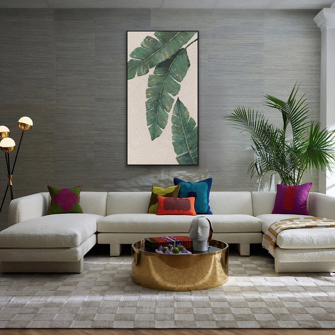 Golden Leaf Shadow - Tropical Textured Painting #L0618 Painting artwepaint 