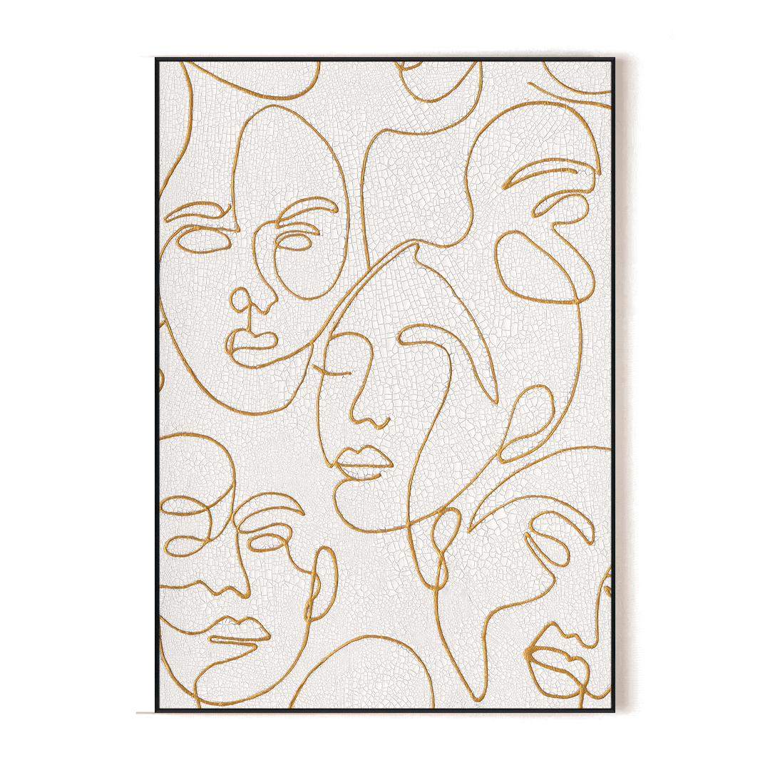 Golden Line Faces – Abstract Portrait Art #L2622 Painting artwepaint 