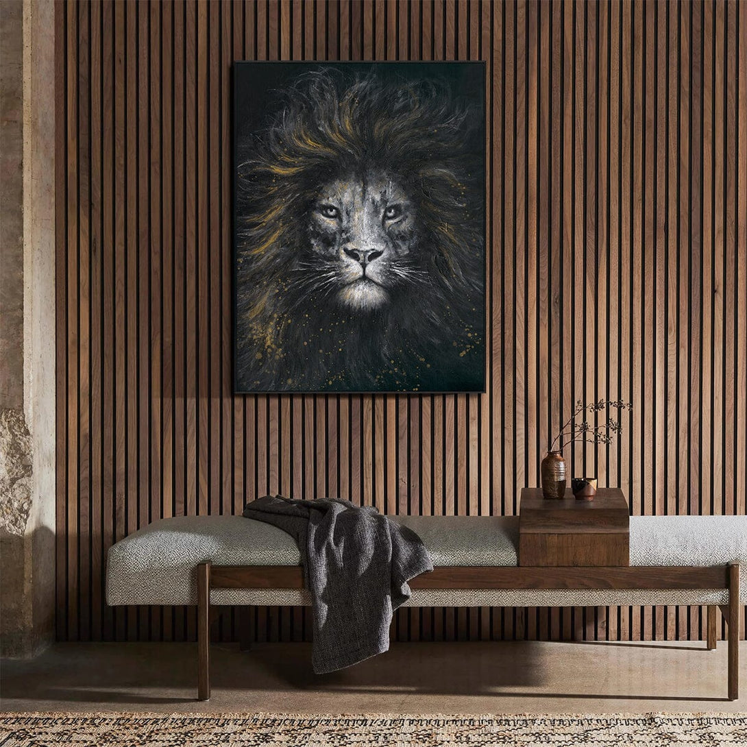 Golden Majesty - Black & Gold Lion Portrait #M4501 Painting artwepaint 
