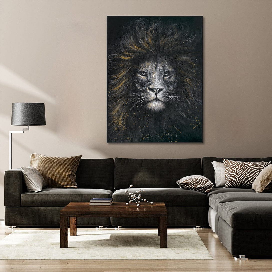 Golden Majesty - Black & Gold Lion Portrait #M4501 Painting artwepaint 