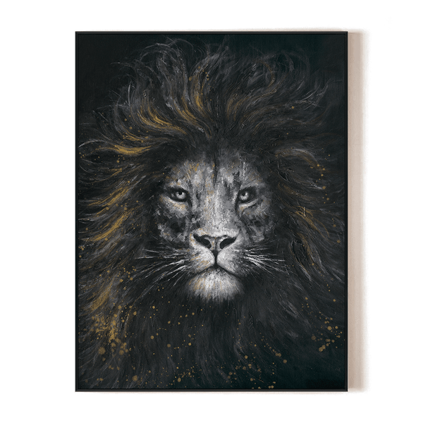 Golden Majesty - Black & Gold Lion Portrait #M4501 Painting artwepaint 