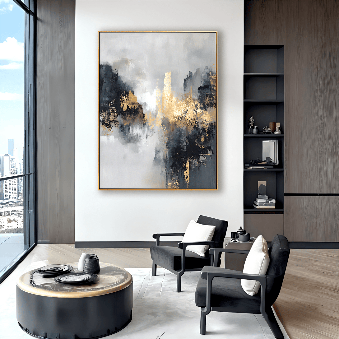 Golden Mist – Grey Abstract Painting #23 Painting artwepaint 