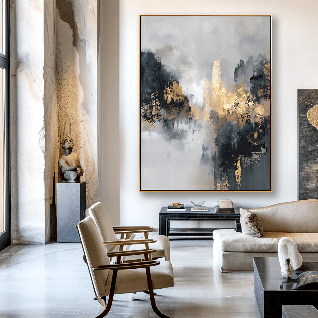 Golden Mist – Grey Abstract Painting #23 Painting artwepaint 