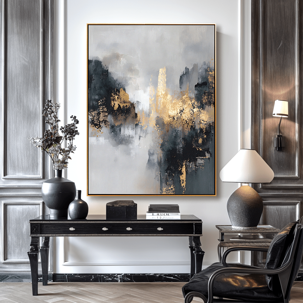 Golden Mist – Grey Abstract Painting #23 Painting artwepaint 