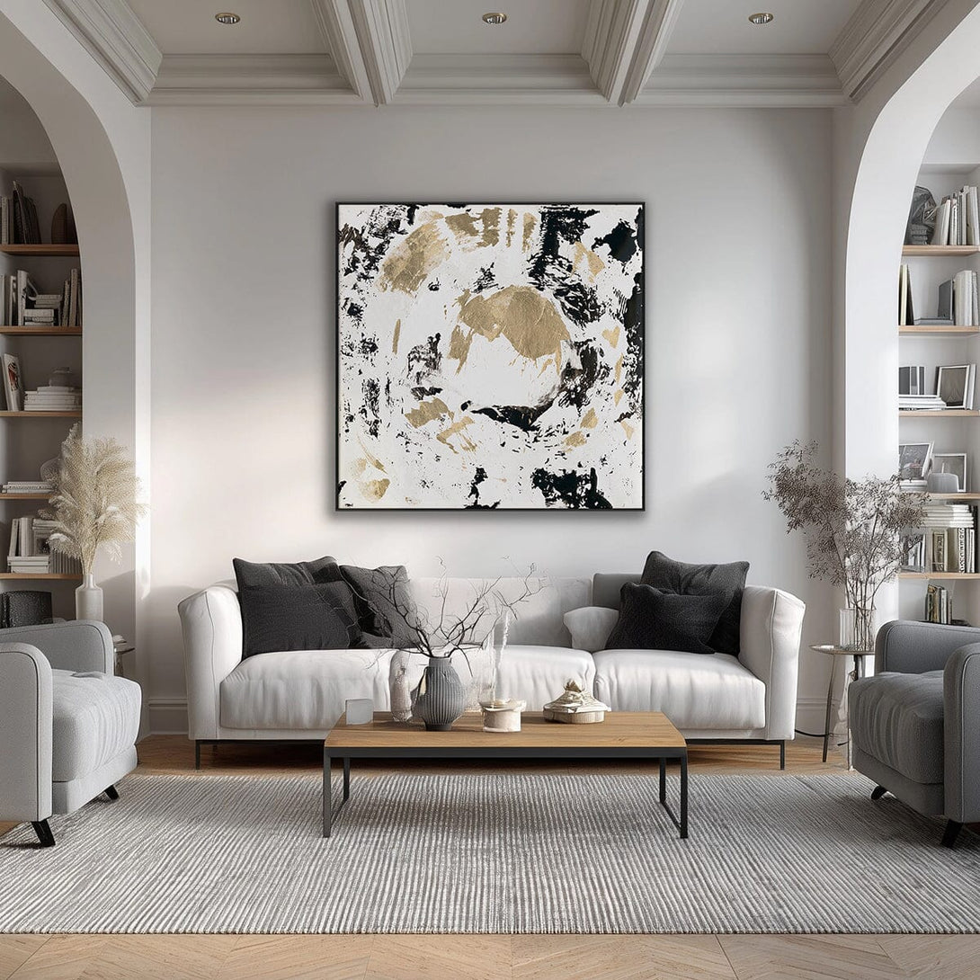 Golden Orbit - Black and White Abstract Painting #M5644 Painting artwepaint 