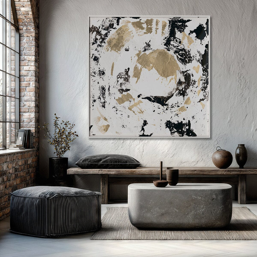 Golden Orbit - Black and White Abstract Painting #M5644 Painting artwepaint 