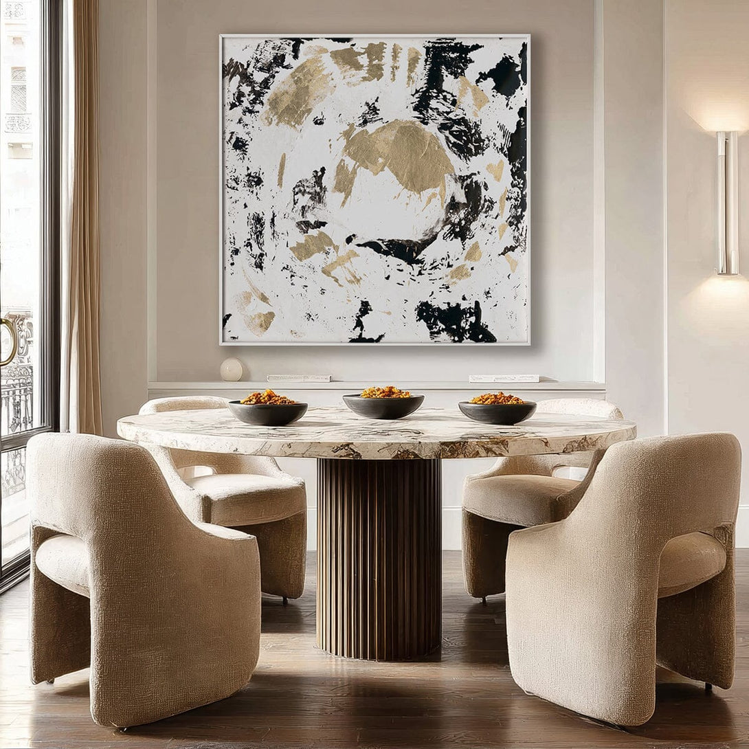 Golden Orbit - Black and White Abstract Painting #M5644 Painting artwepaint 