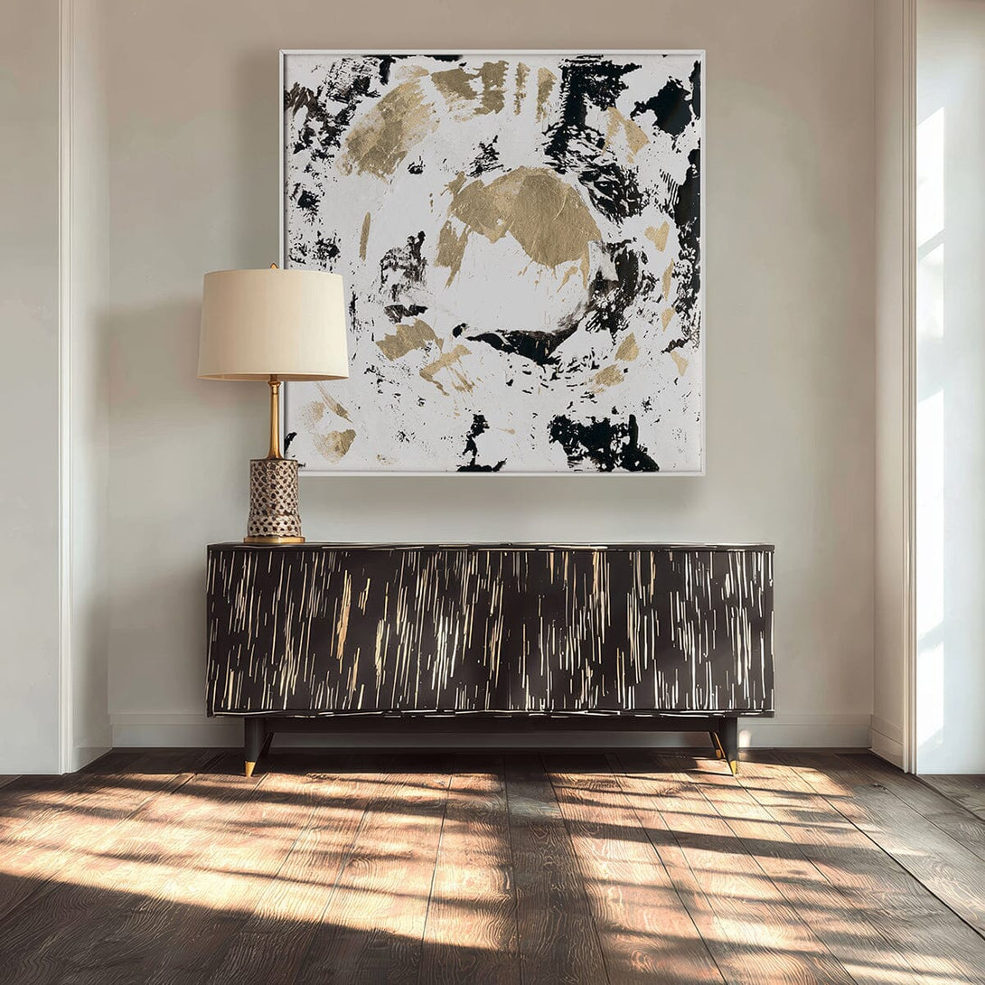 Golden Orbit - Black and White Abstract Painting #M5644 Painting artwepaint 