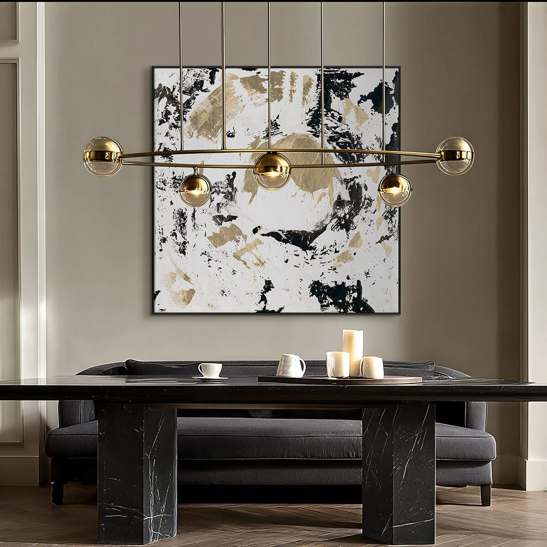 Golden Orbit - Black and White Abstract Painting #M5644 Painting artwepaint 