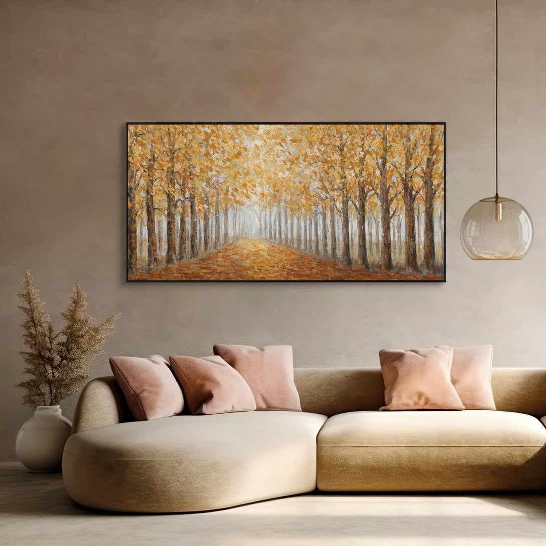Golden Pathway - Autumn Forest Avenue#L0572 Painting artwepaint 