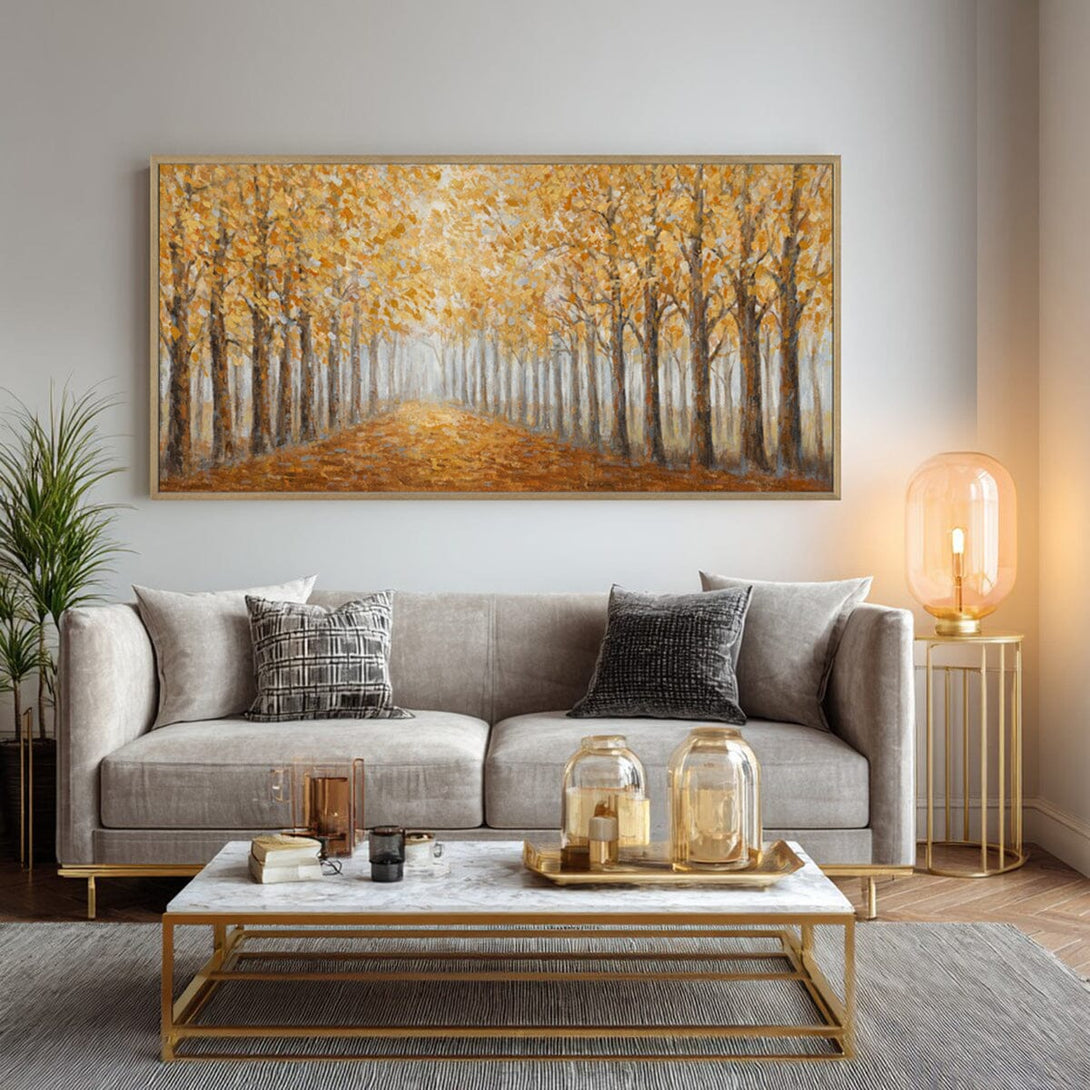 Golden Pathway - Autumn Forest Avenue#L0572 Painting artwepaint 