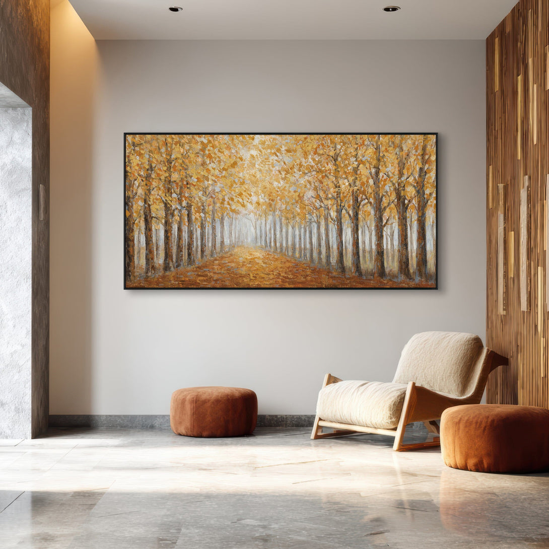Golden Pathway - Autumn Forest Avenue#L0572 Painting artwepaint 