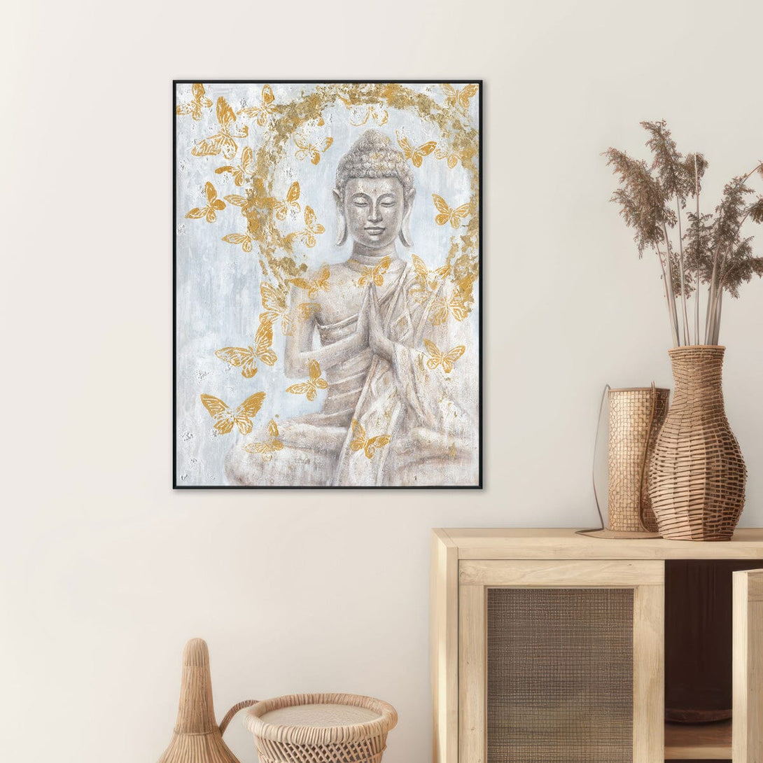 Golden Prayer - Buddha with Butterflies Painting#L5015 Painting artwepaint 