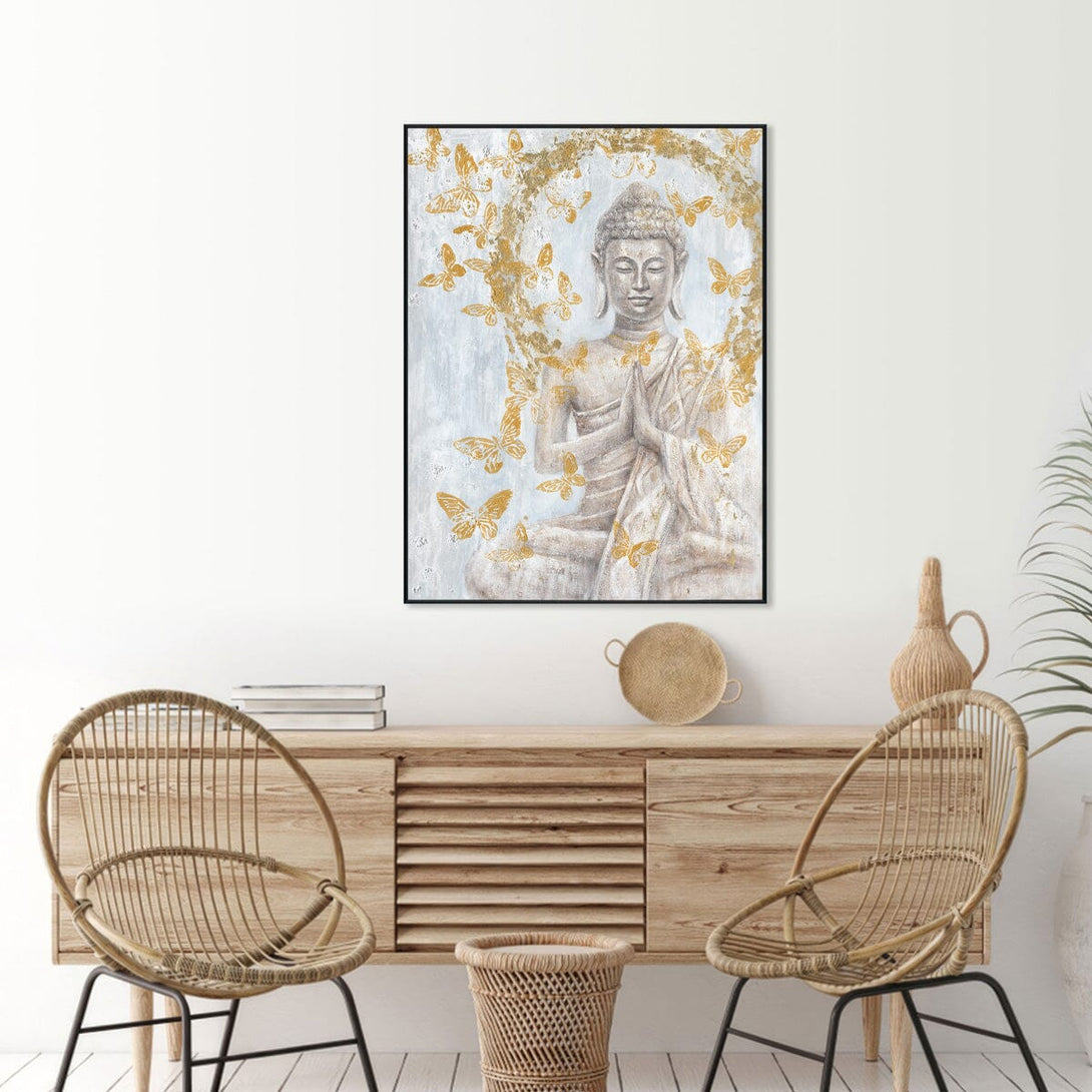 Golden Prayer - Buddha with Butterflies Painting#L5015 Painting artwepaint 