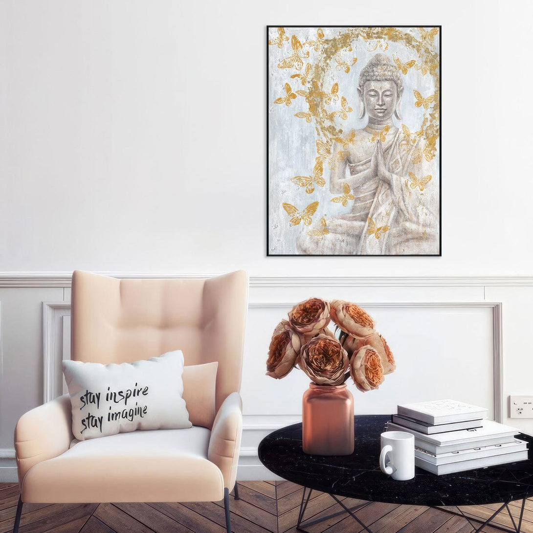 Golden Prayer - Buddha with Butterflies Painting#L5015 Painting artwepaint 