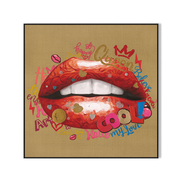 Golden Queen – Red Lips Glitter Pop Painting #L2003 Painting artwepaint 