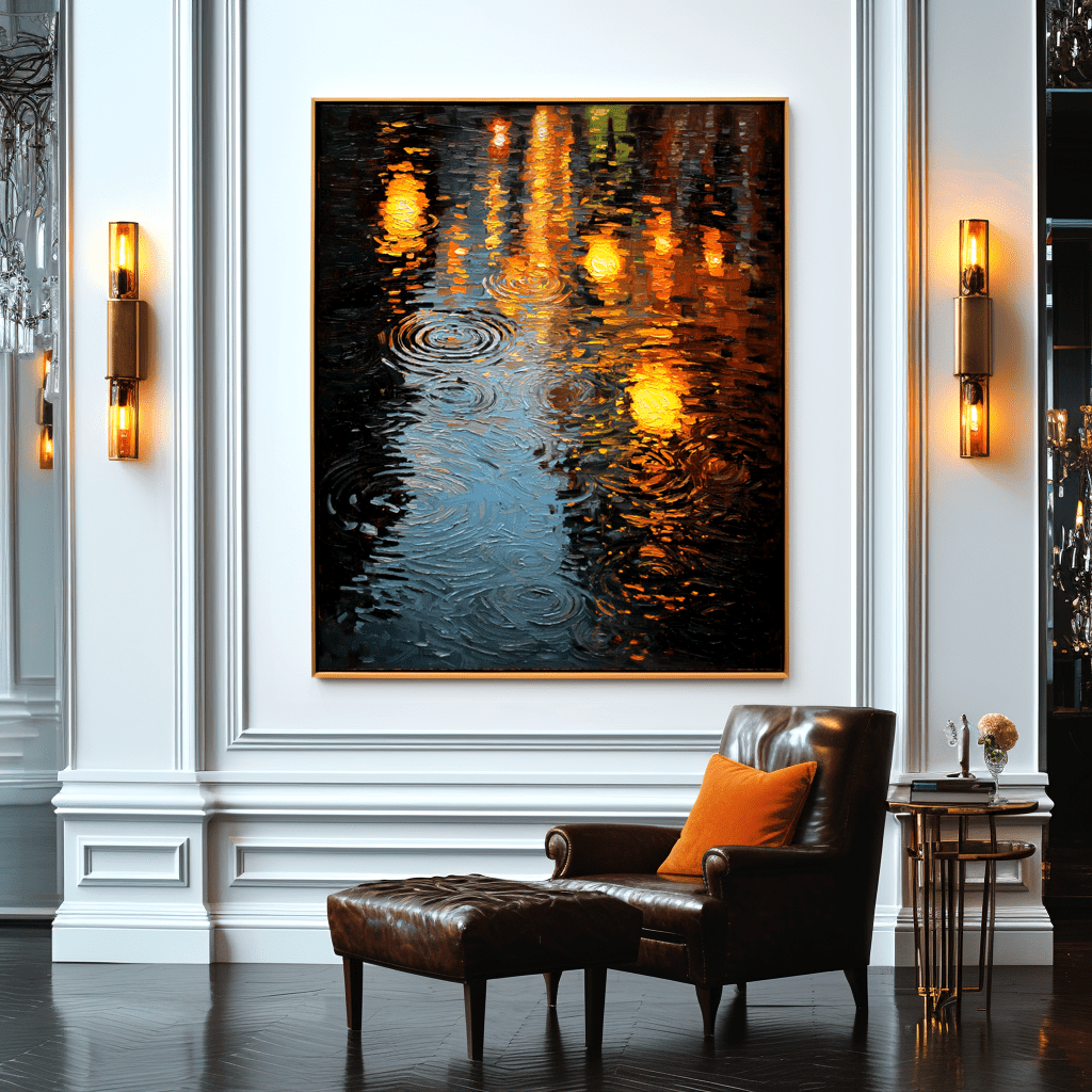 Golden Rain – Abstract Night Reflection Painting #awp29 Painting artwepaint 