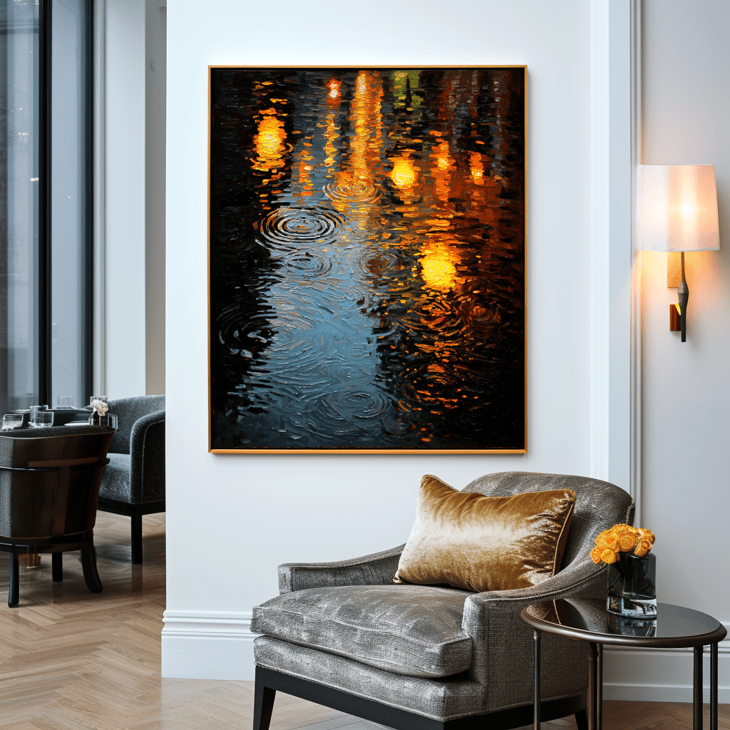Golden Rain – Abstract Night Reflection Painting #awp29 Painting artwepaint 
