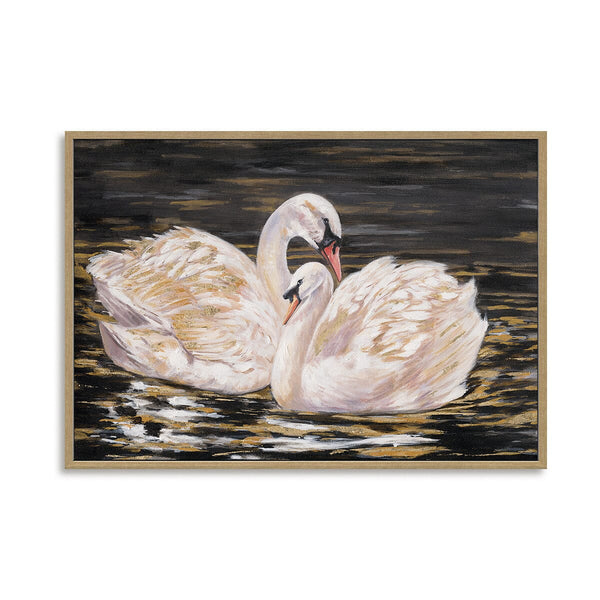 Golden Reflection - Swan Oil Painting #M4578 Painting artwepaint 