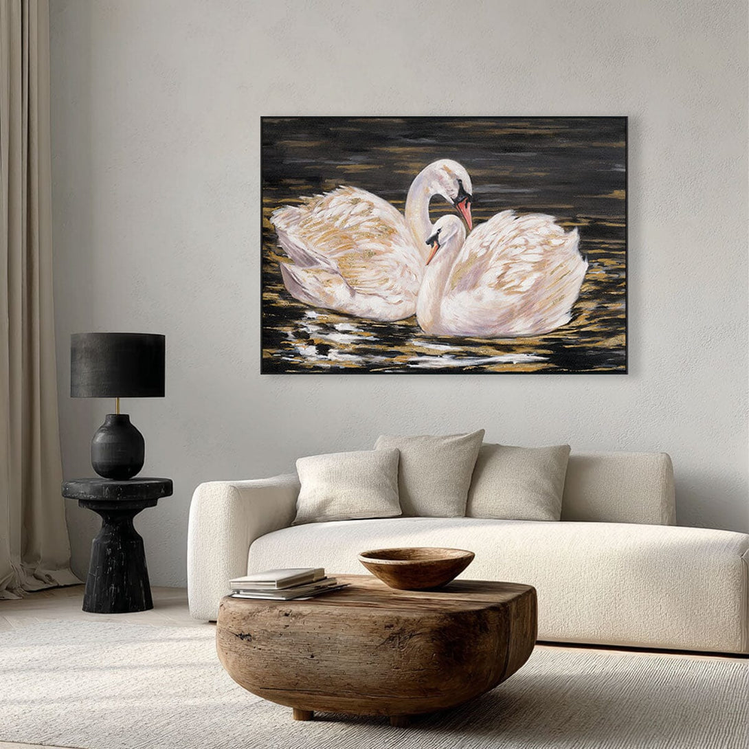 Golden Reflection - Swan Oil Painting #M4578 Painting artwepaint 