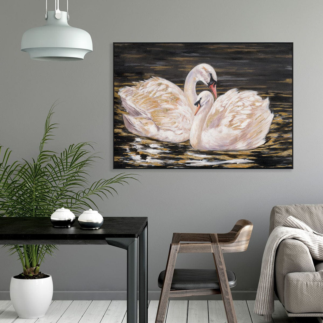 Golden Reflection - Swan Oil Painting #M4578 Painting artwepaint 