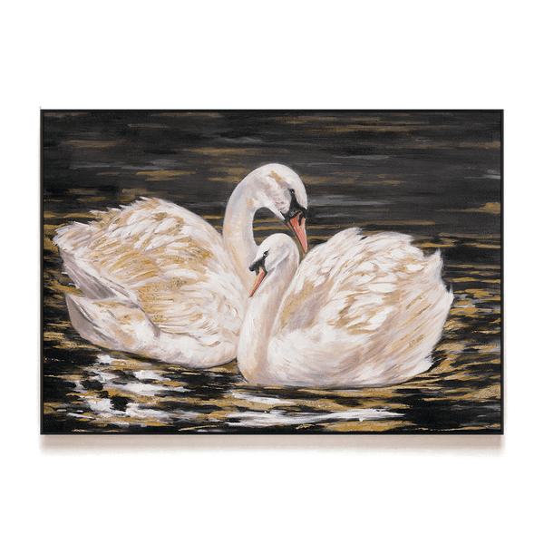 Golden Reflection - Swan Oil Painting #M4578 Painting artwepaint 