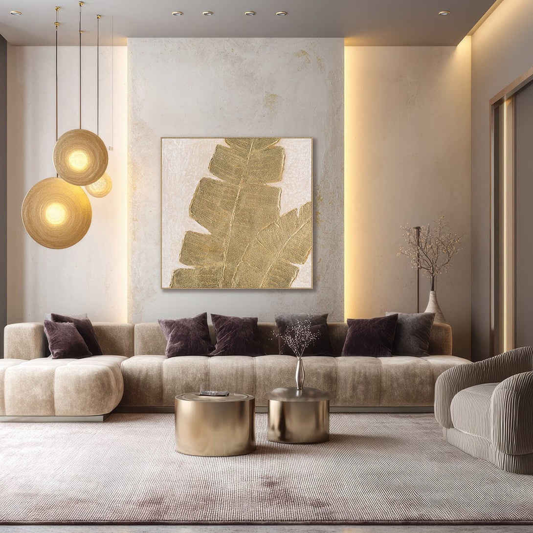 Golden Rhythm - Textured Banana Leaf Painting#L5099 Painting artwepaint 