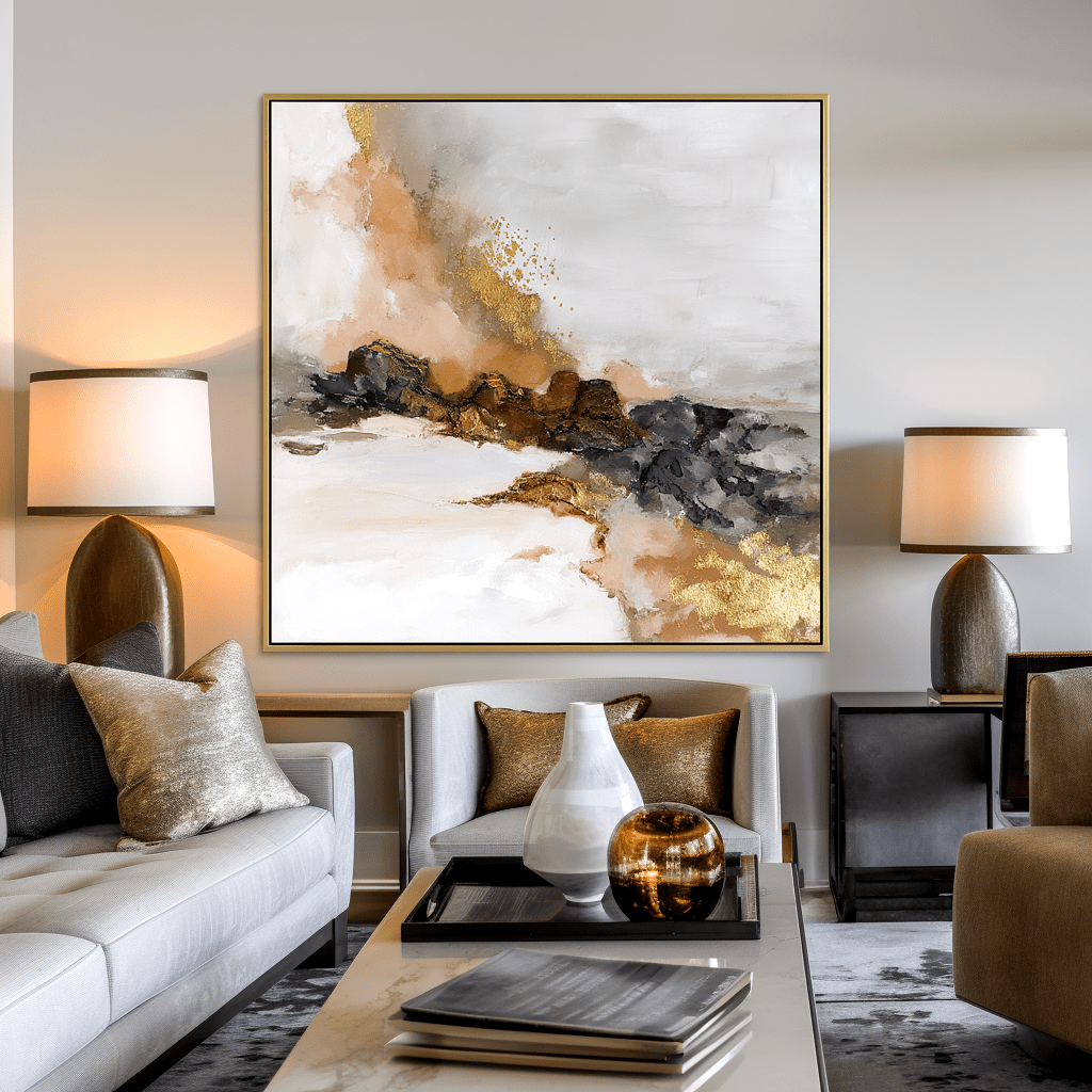 Golden Rift – Neutral Abstract Landscape Painting #awp54 Painting artwepaint 