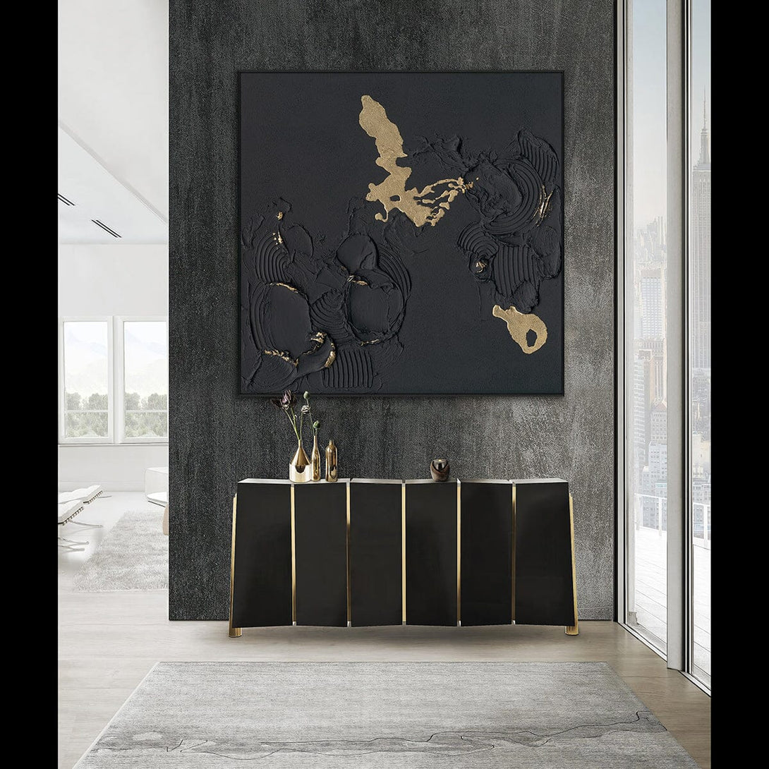 Golden Shadow-Relief Black Abstract Painting #M2720 Painting artwepaint 