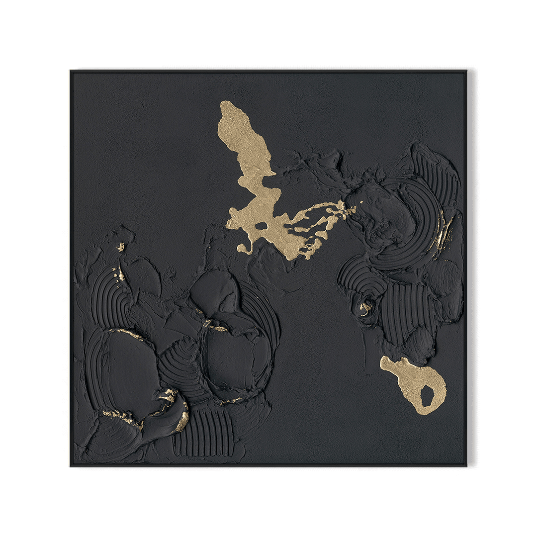 Golden Shadow-Relief Black Abstract Painting #M2720 Painting artwepaint 