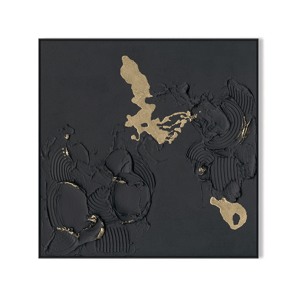 Golden Shadow-Relief Black Abstract Painting #M2720 Painting artwepaint 