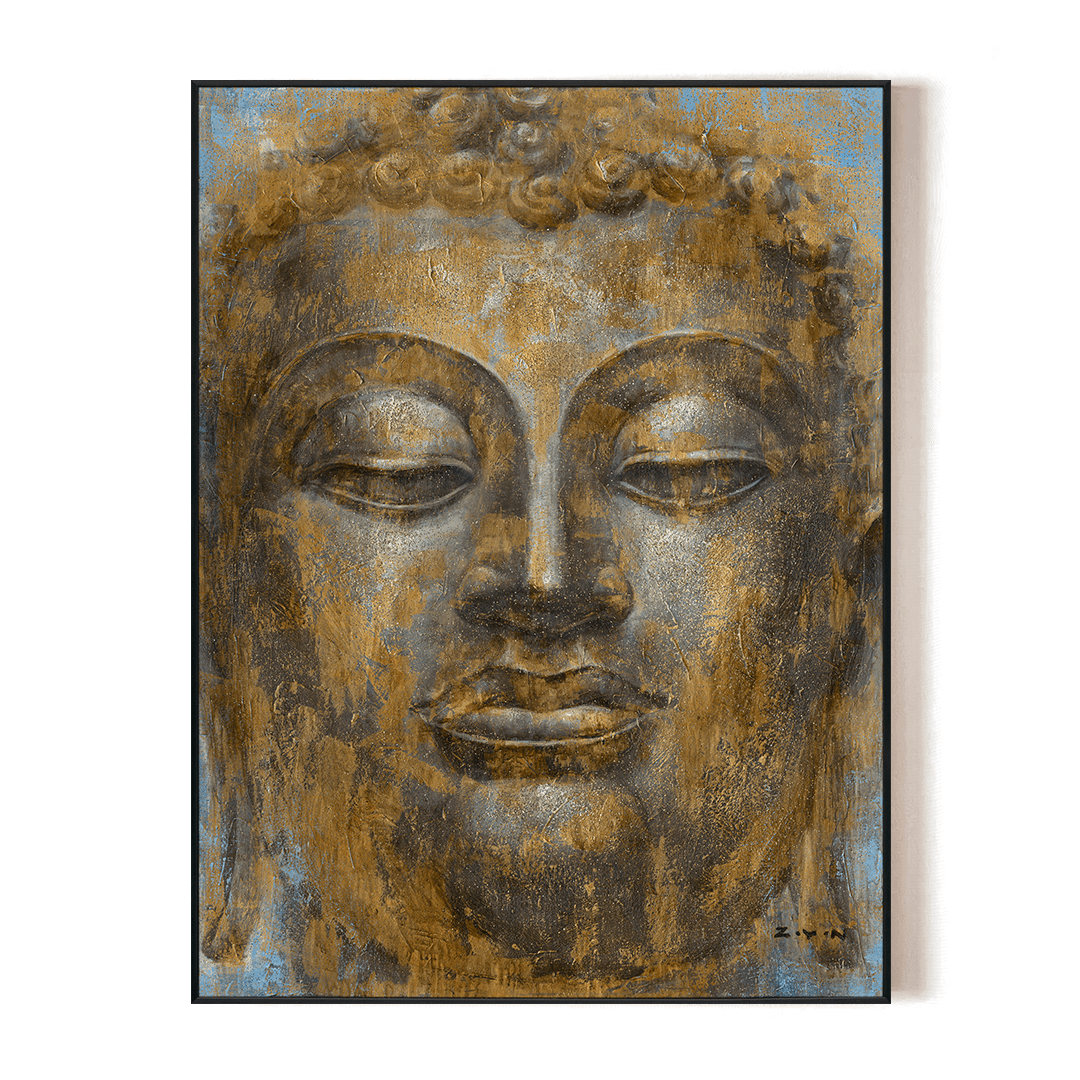 Golden Silence - Majestic Buddha Portrait #H8087 Painting artwepaint 