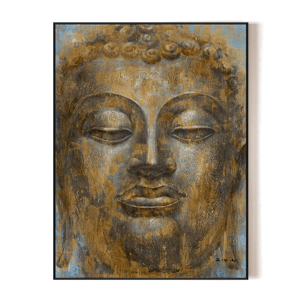 Golden Silence - Majestic Buddha Portrait #H8087 Painting artwepaint 