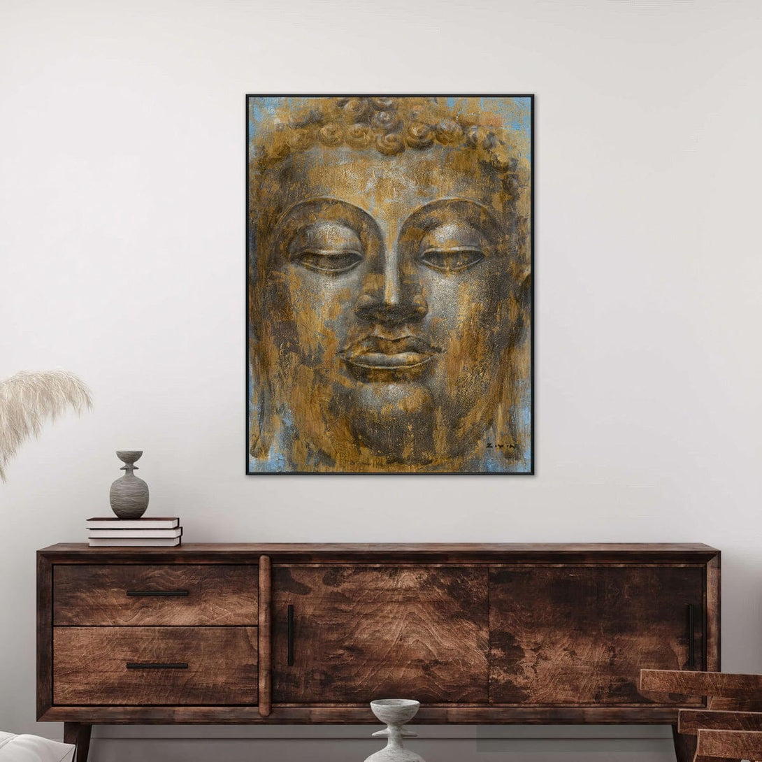 Golden Silence - Majestic Buddha Portrait #H8087 Painting artwepaint 
