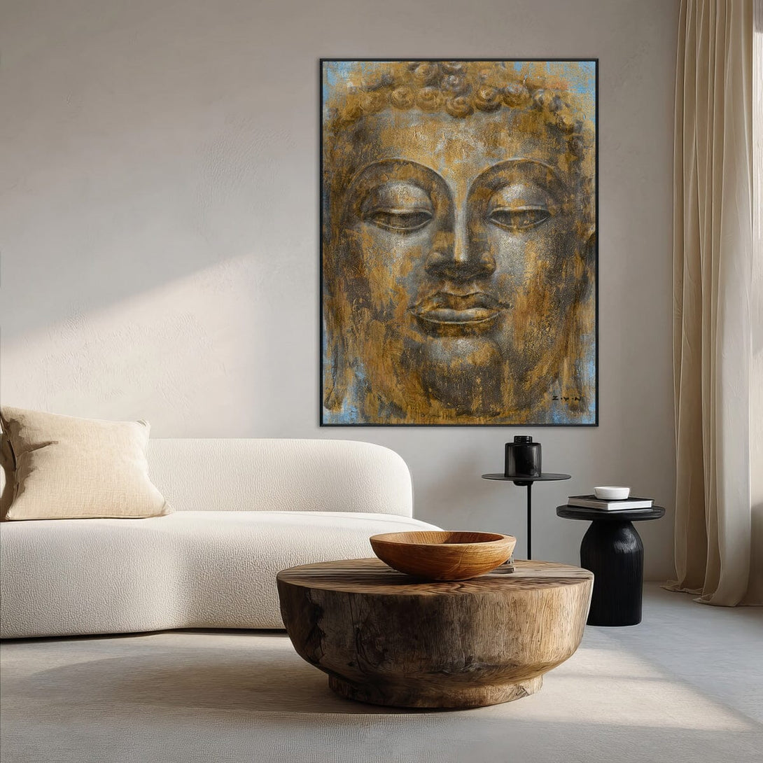 Golden Silence - Majestic Buddha Portrait #H8087 Painting artwepaint 