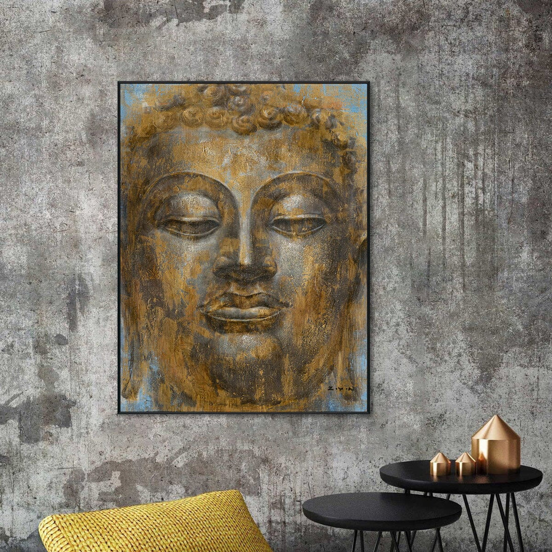 Golden Silence - Majestic Buddha Portrait #H8087 Painting artwepaint 