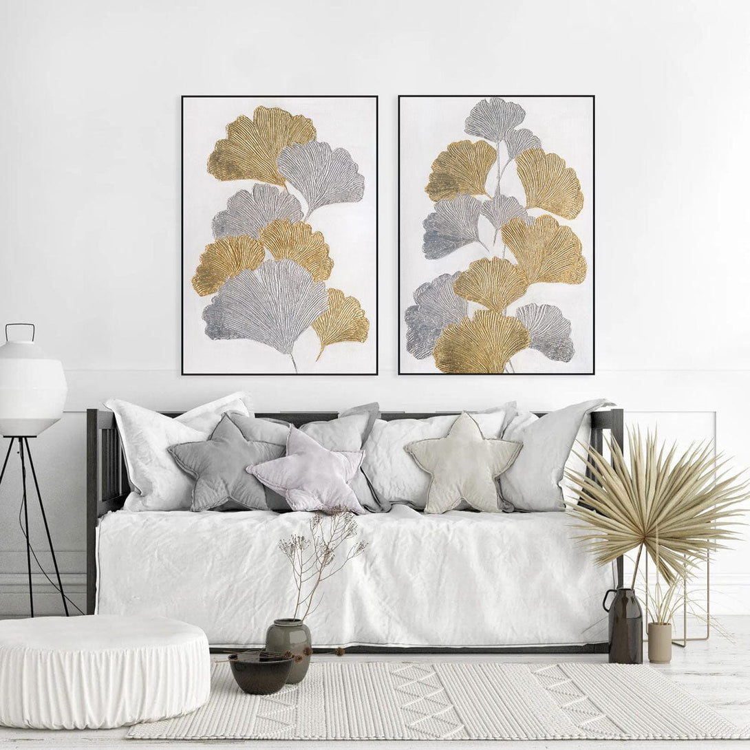 Golden & Silver Dance - Ginkgo Relief Art Painting#L5078 Painting artwepaint 
