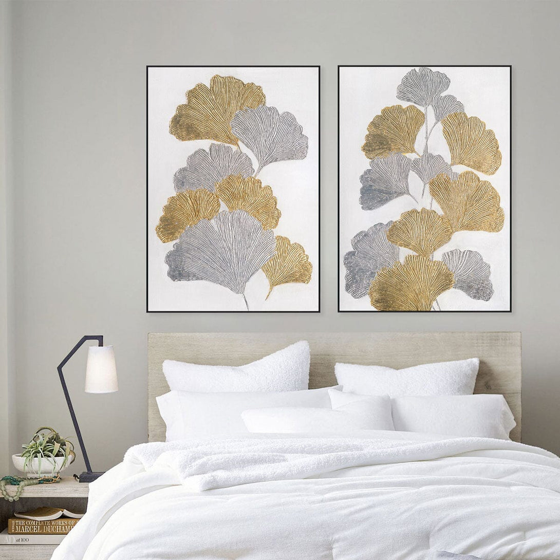 Golden & Silver Dance - Ginkgo Relief Art Painting#L5078 Painting artwepaint 