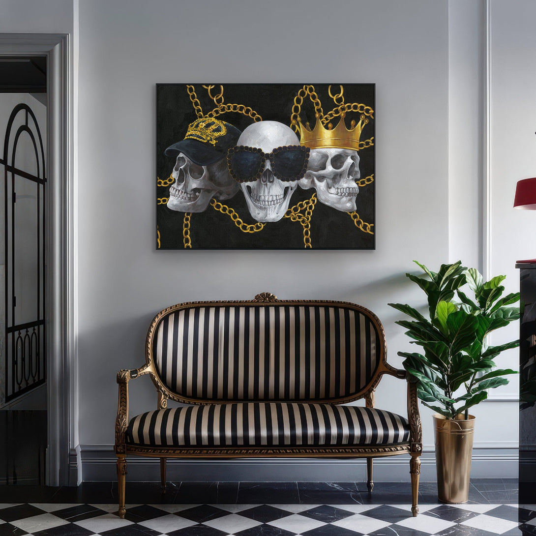 Golden Skulls Abstract Wall Painting #J2559 Painting artwepaint 