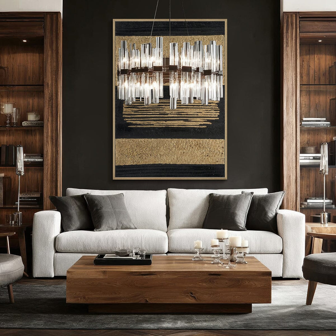 Golden Strata - Black & Gold Abstract Art#M4505 Painting artwepaint 
