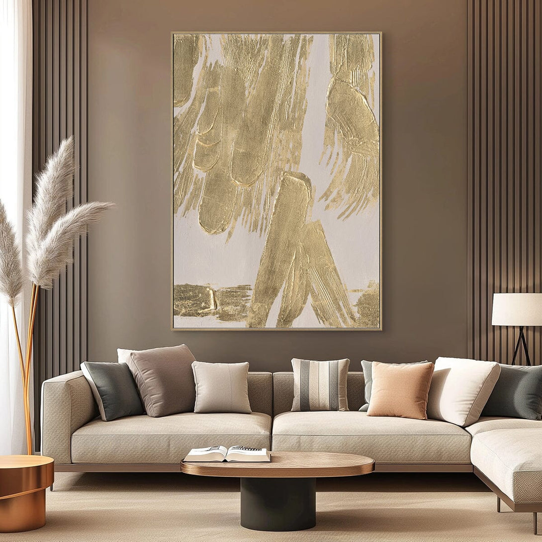 Golden Strokes - Gold Foil Textured Abstract#M4522 Painting artwepaint 