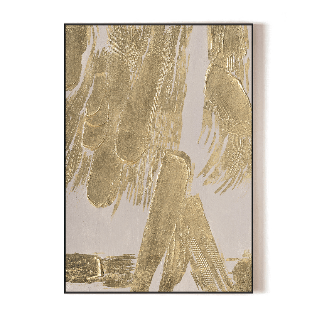 Golden Strokes - Gold Foil Textured Abstract#M4522 Painting artwepaint 