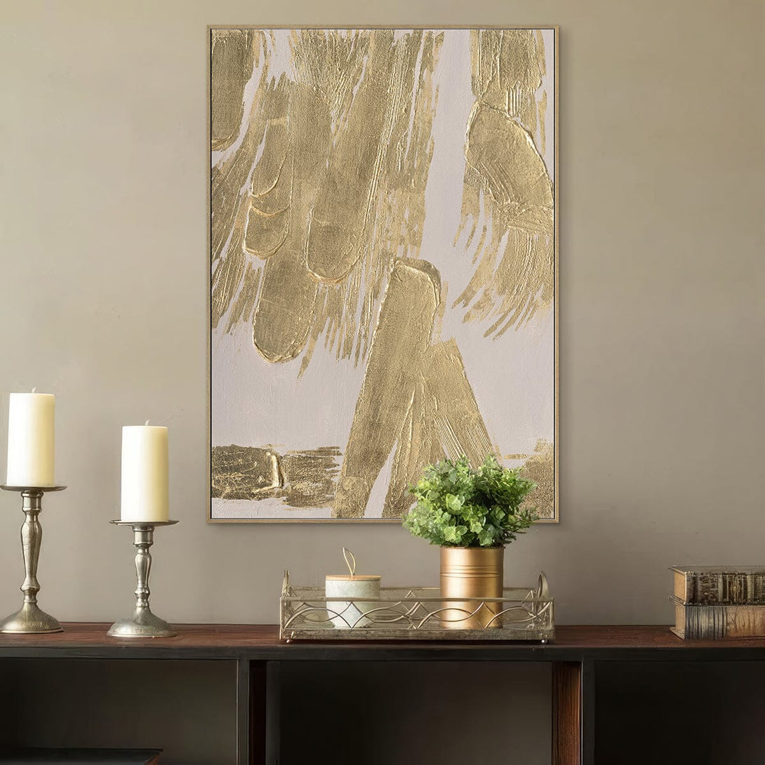 Golden Strokes - Gold Foil Textured Abstract#M4522 Painting artwepaint 