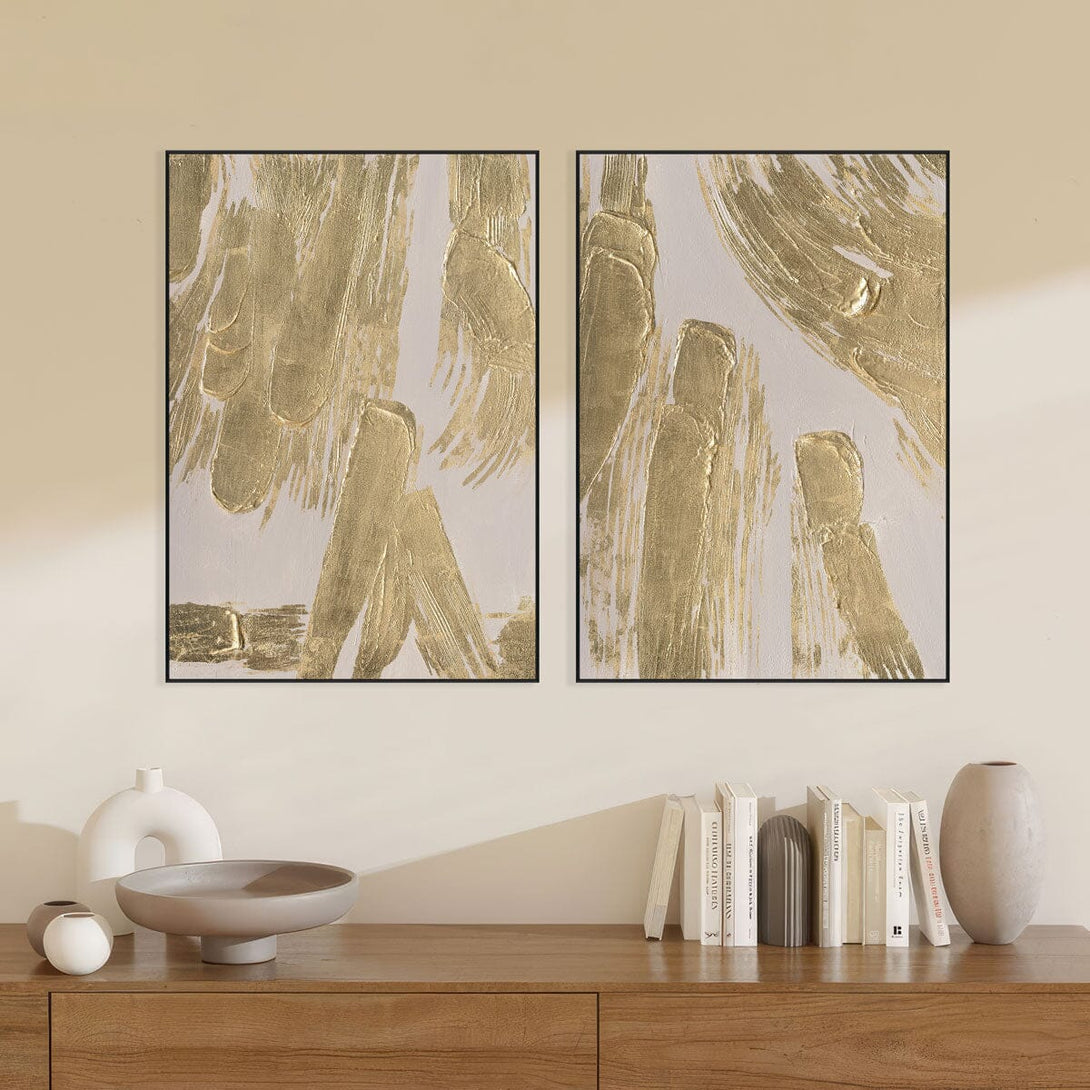 Golden Strokes - Gold Foil Textured Abstract#M4522 Painting artwepaint 